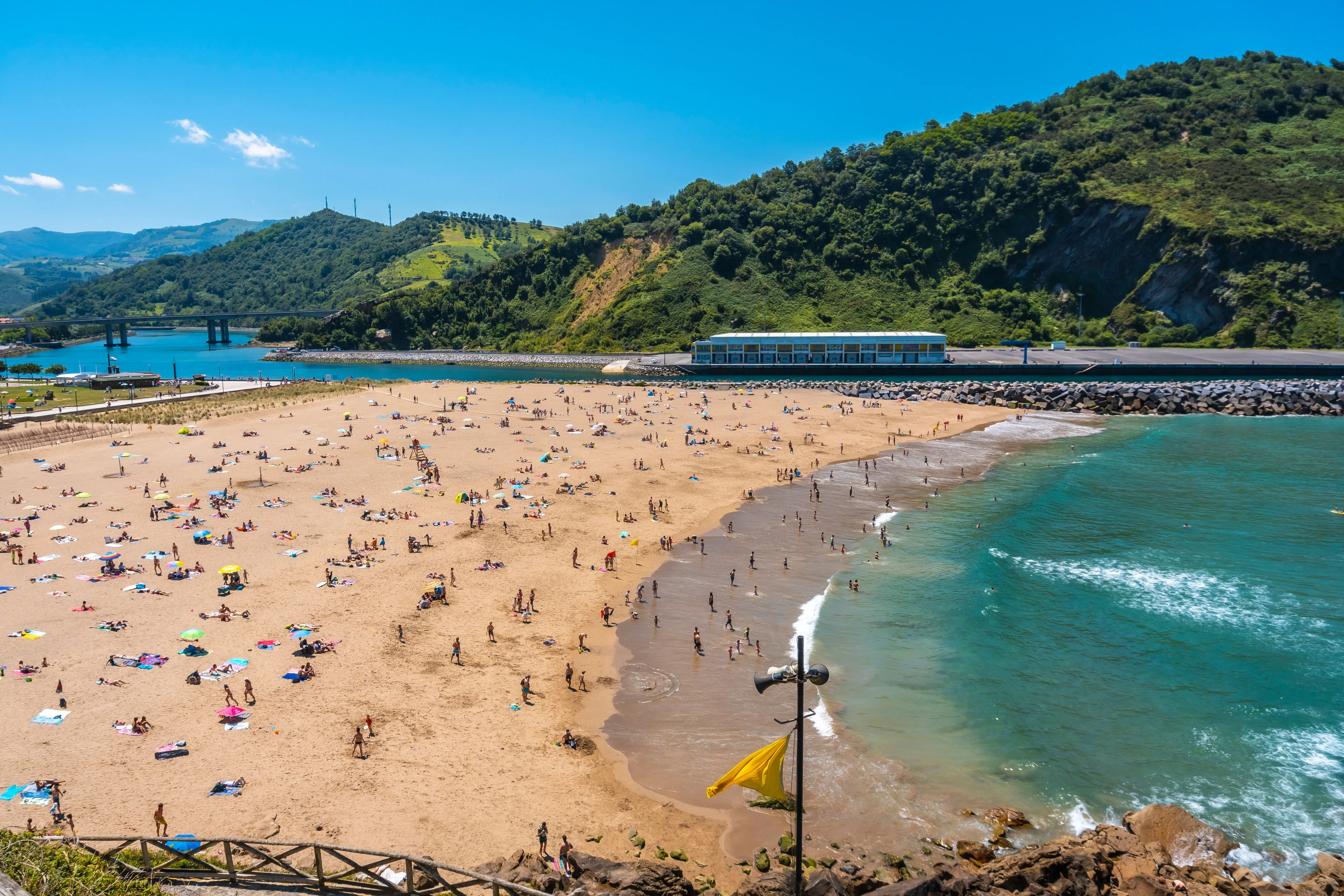 Orio beach seen from above a summer afternoon in June Excursion from San Sebastián